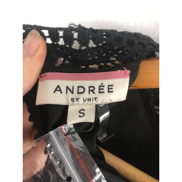 Andree by Unit NWT Women's Size Small Black Lace Blouse Long Sleeve Mock Neck - Picture 7 of 8